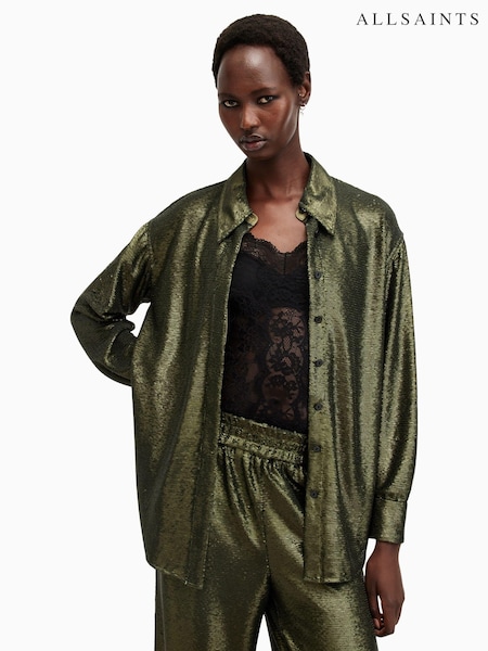 AllSaints Green Charli Seq Shirt (AV1245) | £159