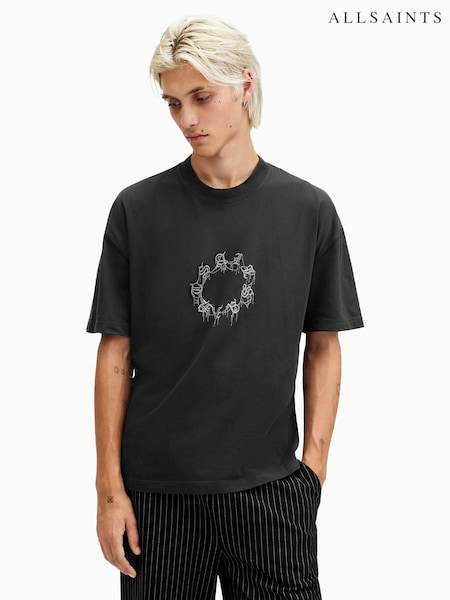 AllSaints Black Cryptierra Short Sleeve Crew Neck T-Shirt (AV1268) | £55