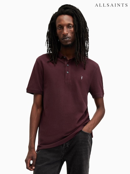 AllSaints Red Reform Short Sleeve Polo Shirt (AV1305) | £65