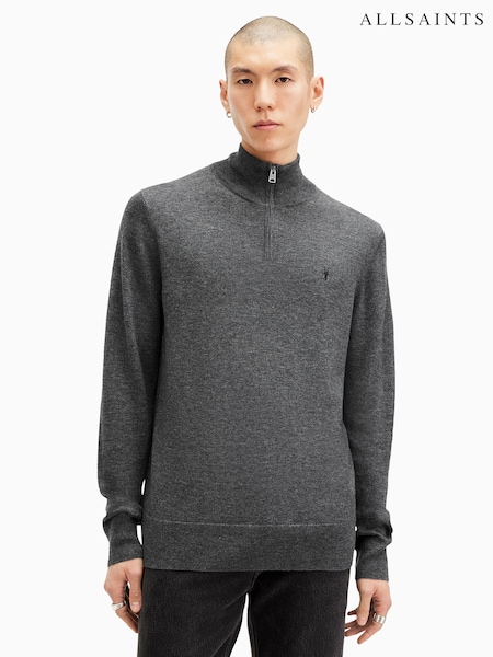 AllSaints Grey Kilburn Zip Funnel Jumper (AV1360) | £99