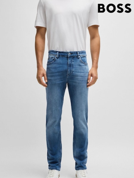 BOSS Sky Blue Slim-Fit Italian Cashmere-Touch Denim Jeans (AV1397) | £169