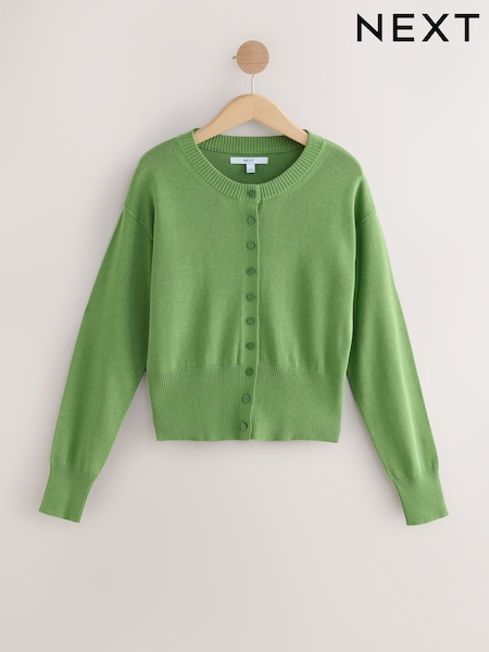 Green Bright Crew Neck Soft Knit Button Co-Ord Cardigan (AV1681) | £26