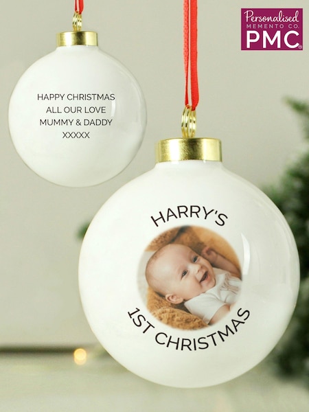 Personalised Photo Upload Christmas Bauble by PMC (AV1708) | £14
