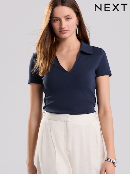 Navy Short Sleeve Polo Top (AV1741) | £25