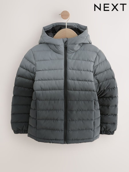 Black/Grey Quilted Midweight Hooded Jacket (3-17yrs) (AV2064) | £34 - £44