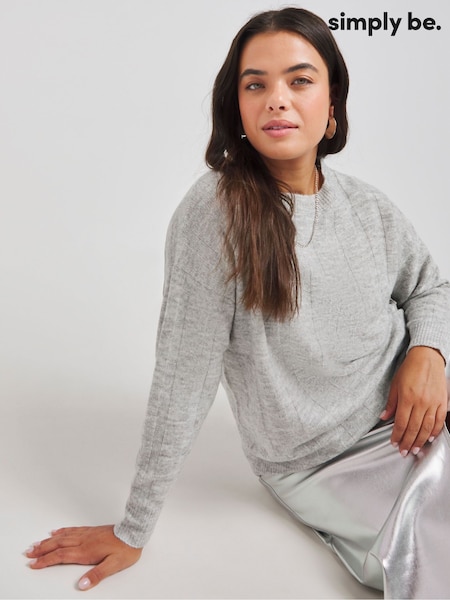 Simply Be Grey Rib Crew Neck Jumper (AV2332) | £13