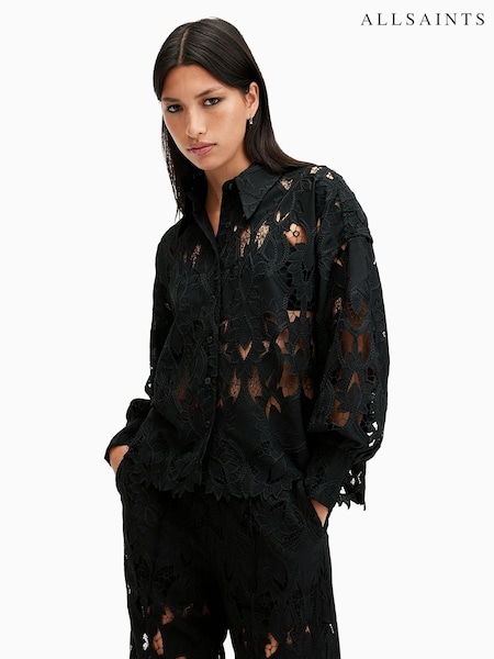 AllSaints Black Charli Long Sleeve Shirt (AV2336) | £169