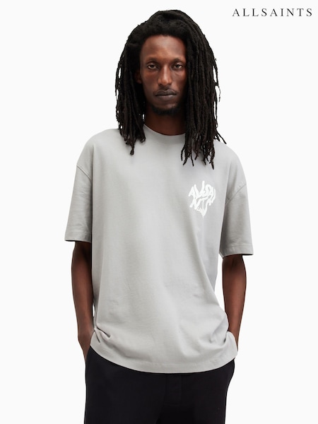 AllSaints Grey Orlando Ss Crew T-shirt (AV2346) | £55