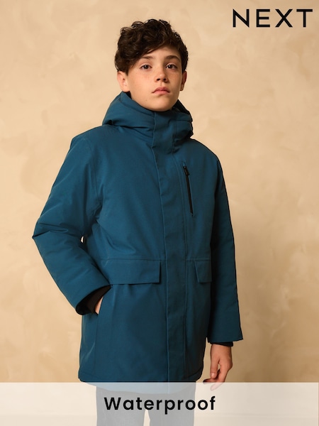Cobalt Blue Waterproof Parka Coat (3-17yrs) (AV2367) | £40 - £56
