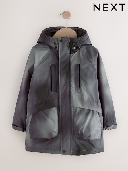Grey Shower Resistant Fleece Lined Parka Coat (3-16yrs) (AV2371) | £38 - £48