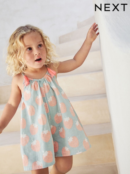 Blue Strawberry 100% Cotton Playsuit (3mths-10yrs) (AV2407) | £11 - £14