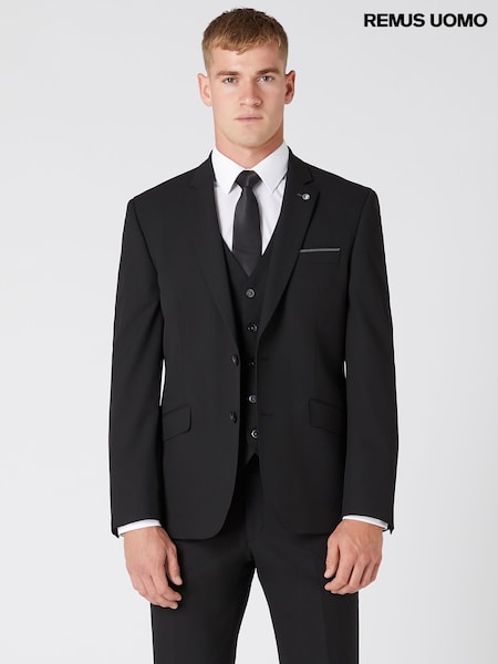 Remus Uomo Black Tapered Fit Stretch Mix and Match Suit Jacket (AV2422) | £160