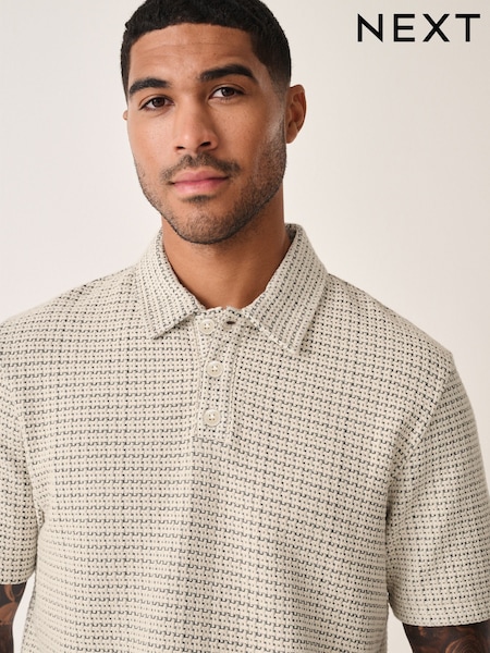 Black/White Textured Polo Shirt (AV2453) | £28
