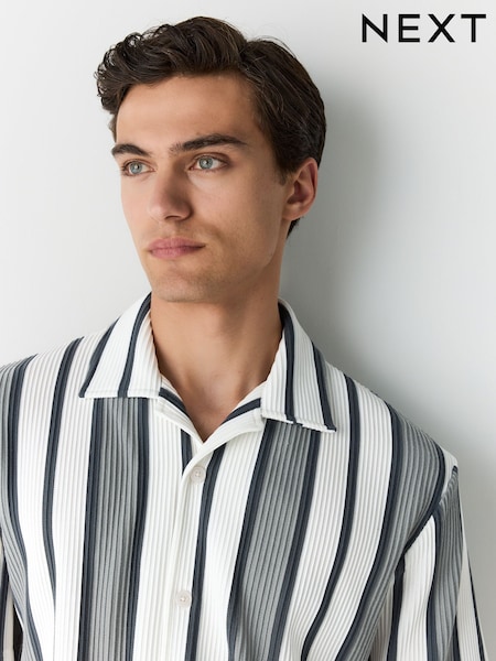Grey Textured Stripe Jersey Shirt (AV2455) | £30