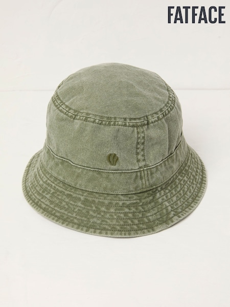 FatFace Khaki Green Washed Bucket 100% Cotton Hat (AV2510) | £20