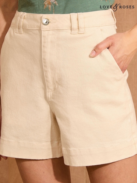 Love & Roses Ecru Tailored Denim Shorts (AV2516) | £32