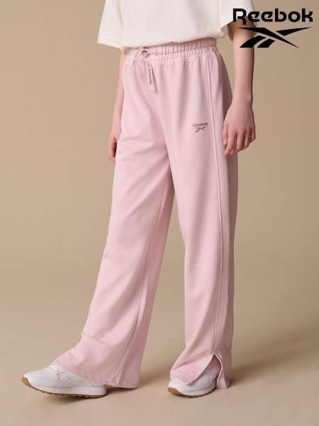 Reebok Girls Washed Pink 100% Cotton Wide Leg Joggers (AV2565) | £18 - £24