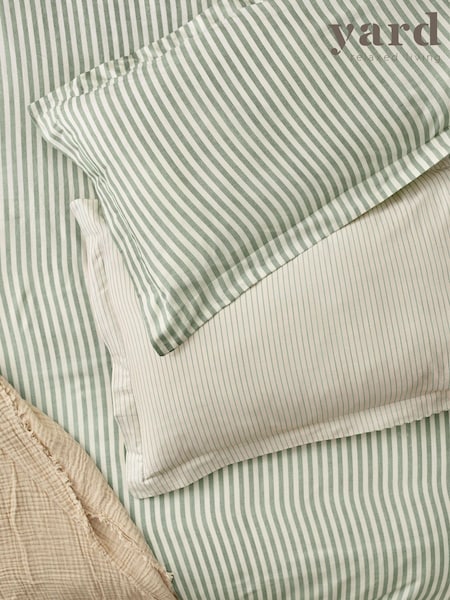 Yard Set of 2 Forest Hebden Melange Stripe 100% Cotton Pillowcases (AV2665) | £10