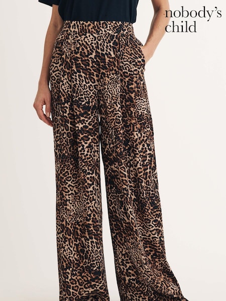 Nobodys Child Brown Leopard Print Wide Leg Palazzo Trousers (AV2710) | £55