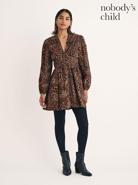 Nobodys Child Brown Leopard Print Starlight Mini Dress (AV2725) | £35