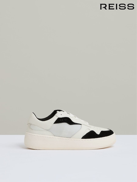 Reiss Black/White Ruth Leather And Mesh Platform Trainers (AV2783) | £148