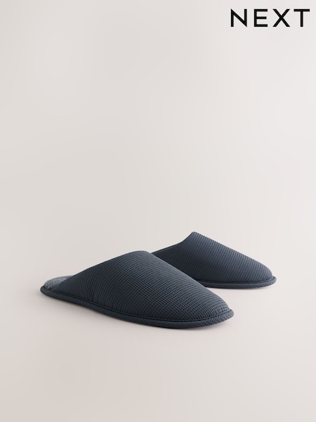 Blue Textured Mules Slippers (AV2829) | £18