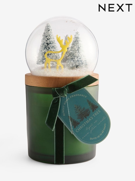 Snow Globe Christmas Tree Pine Needle & Eucalyptus Festive Light Up Candle (AV2902) | £20