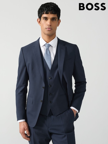 BOSS Navy Blue Slim Fit Wool Suit Jacket (AV3117) | £349