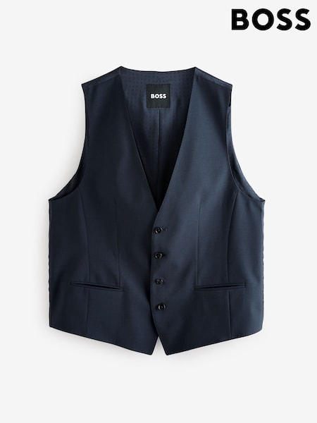 BOSS Blue White Slim Fit Wool Waistcoat (AV3124) | £159