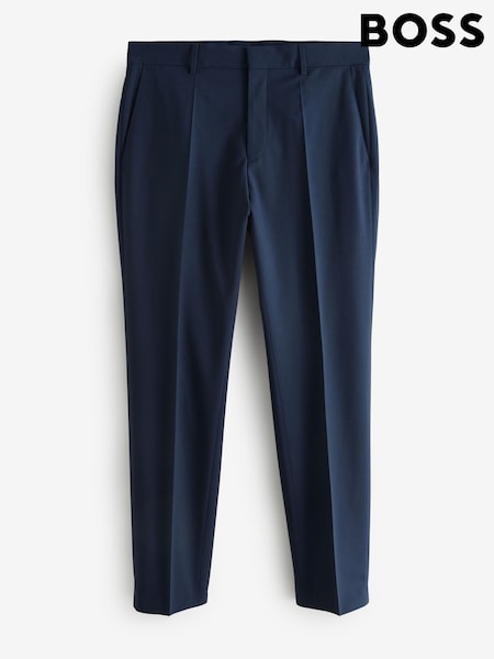 BOSS Navy Blue Slim Fit Wool Trousers (AV3125) | £149