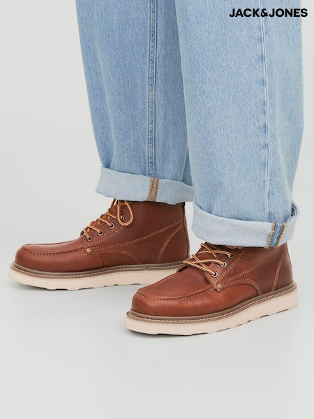 JACK & JONES Brown Leather Boots (AV3433) | £100