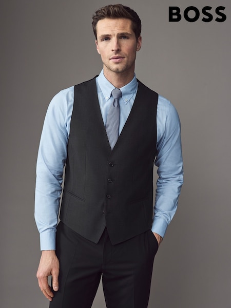 BOSS Black Chrome Slim Fit Wool Waistcoat (AV3443) | £159