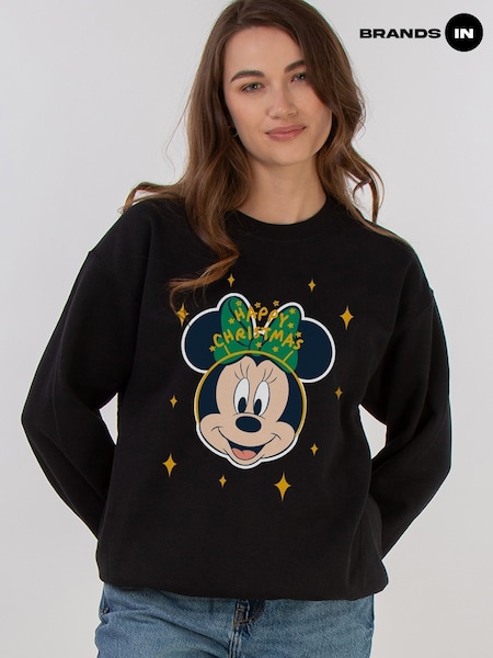Brands In Black Disney Minnie Mouse Happy Christmas Women Sweatshirt (AV3685) | £36