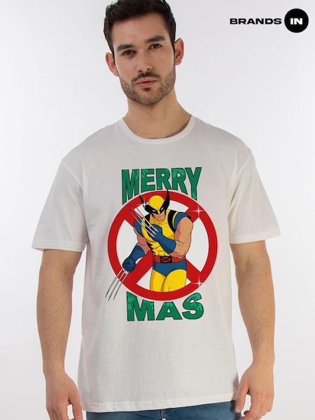 Brands In White Mens Marvel X-Men Merry Christmas 100% Cotton T-Shirt (AV3686) | £25