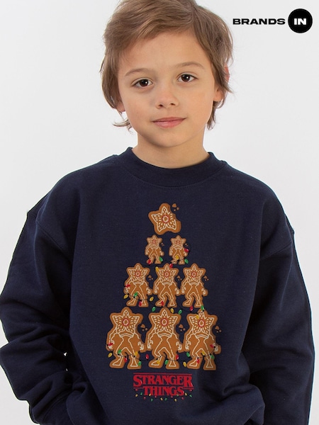 Brands In Blue Boys Netflix Stranger Things Christmas Gingerbread Sweatshirt (AV3692) | £25
