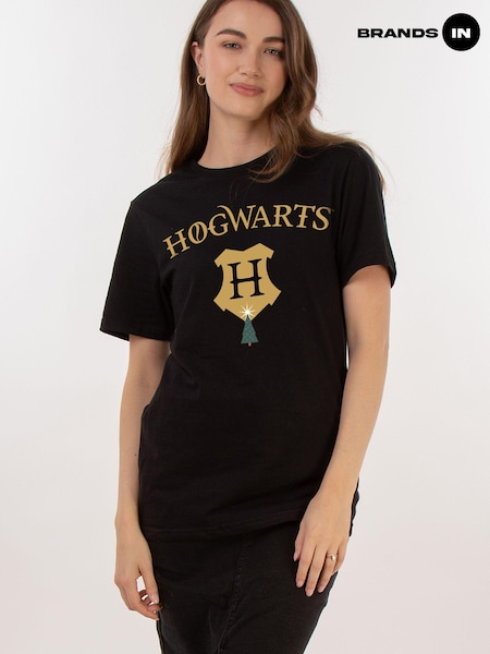 Brands In Black Women Boyfriend Fit Harry Potter Hogwarts 100% Cotton T-Shirt (AV3695) | £25