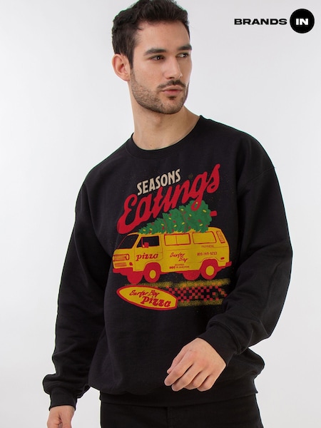 Brands In Black Men Netflix Stranger Things Seasons Eatings Christmas Sweatshirt (AV3696) | £36
