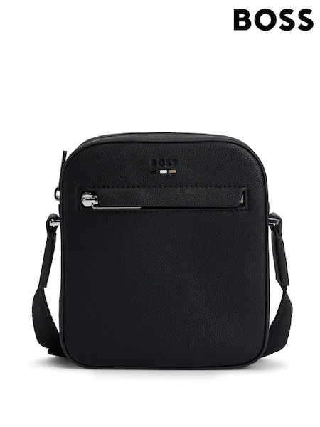 BOSS Black Grained Faux Fur Leather Reporter Bag (AV3748) | £99