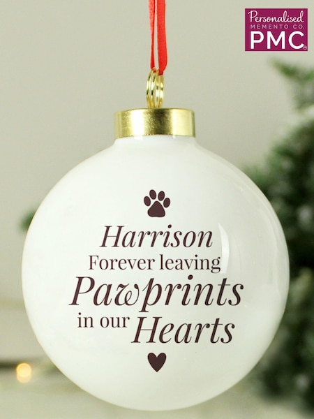Personalised Pawprints Memorial Christmas Bauble by PMC (AV3937) | £14