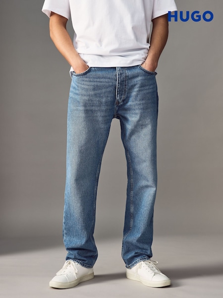 HUGO Blue Stonewashed Regular Fit Cotton Denim Jeans (AV3948) | £99