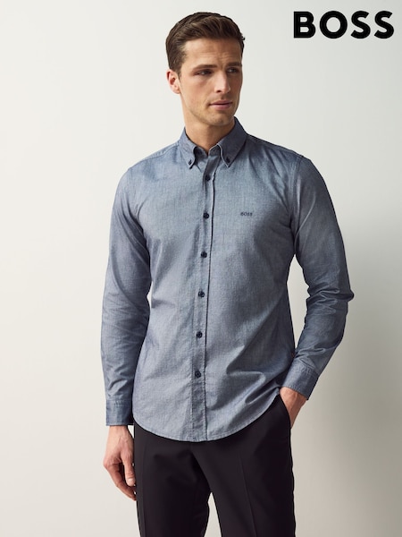 BOSS Blue Regular Fit Button Down Cotton Shirt (AV3953) | £89