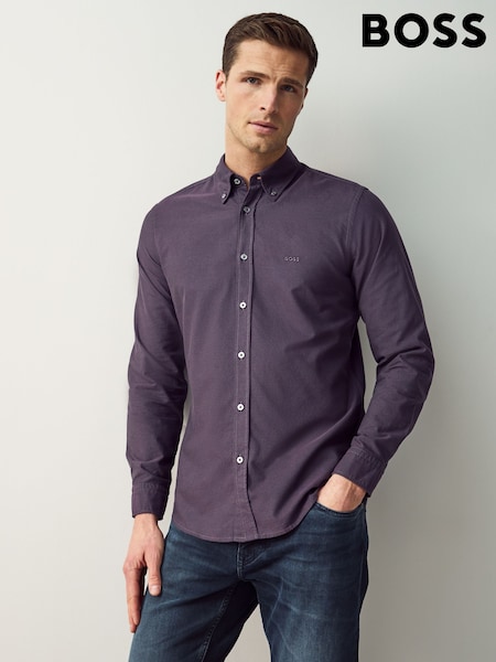 BOSS Purple Button-Down Regular-Fit 100% Cotton Shirt (AV3955) | £89