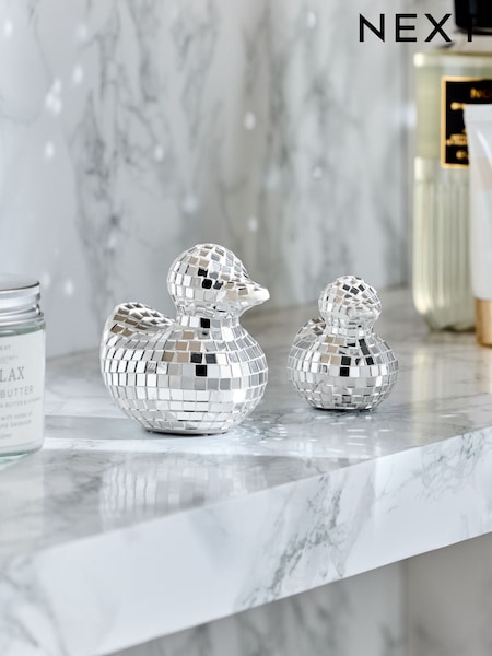 Set of 2 Mirror Ball Disco Duck Ornaments (AV4011) | £18