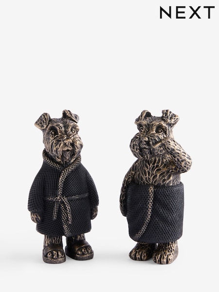 Set of 2 Bronze Wilson the Schnauzer Bathroom Ornaments (AV4015) | £12