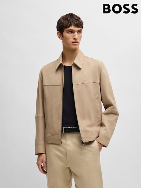 BOSS Natural Regular Fit Suede Zip Jacket (AV4024) | £489