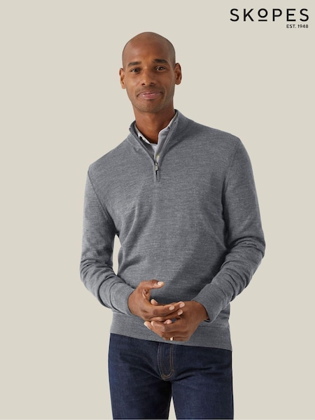 Skopes Grey Miles Merino Blend Quarter Zip Sweater (AV4034) | £60