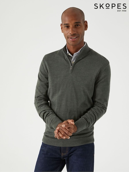 Skopes Green Miles Merino Blend Quarter Zip Sweater (AV4035) | £60