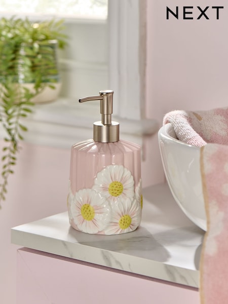 Pink Rib Floral Print Soap Dispenser (AV4065) | £12