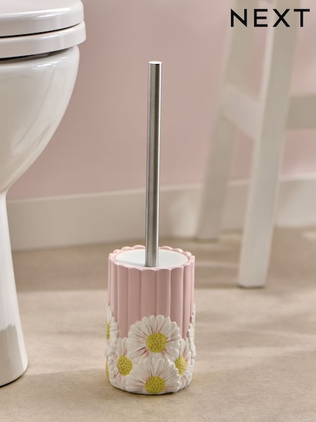 Pink Rib Floral Print Toilet Brush (AV4079) | £16
