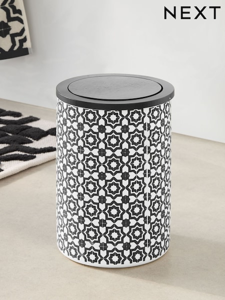 Black/White Geo Swing Lid Bin (AV4088) | £35